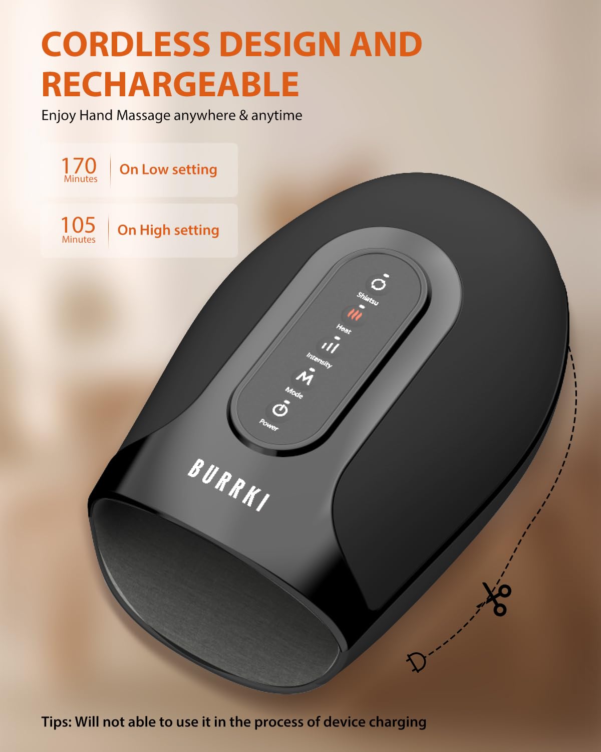 Burrki recharge status indicator showing 15-minute sessions