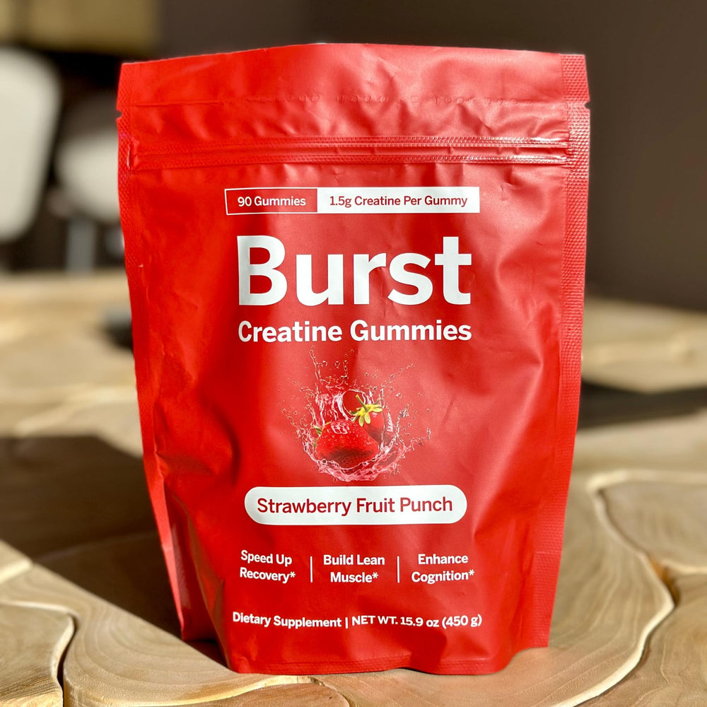 Burst Creatine Gummies desk-use scene implying cognitive support benefits.