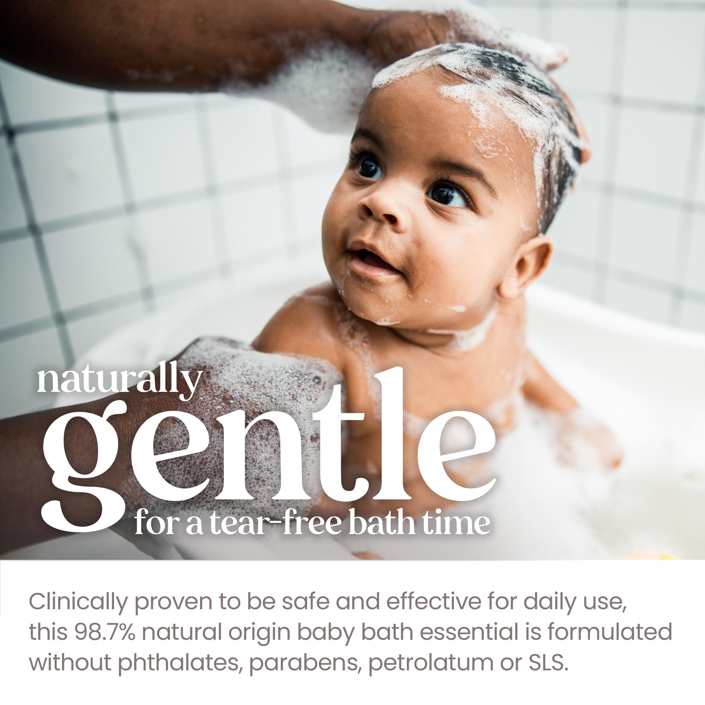 Original Scent Burt's Bees Baby Bubble Bath highlights plant-based cleansing