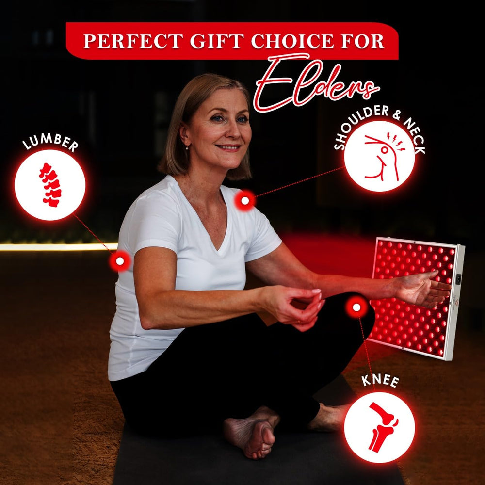 Business Climax LED Red Light Therapy Panel at desk for quick relief.