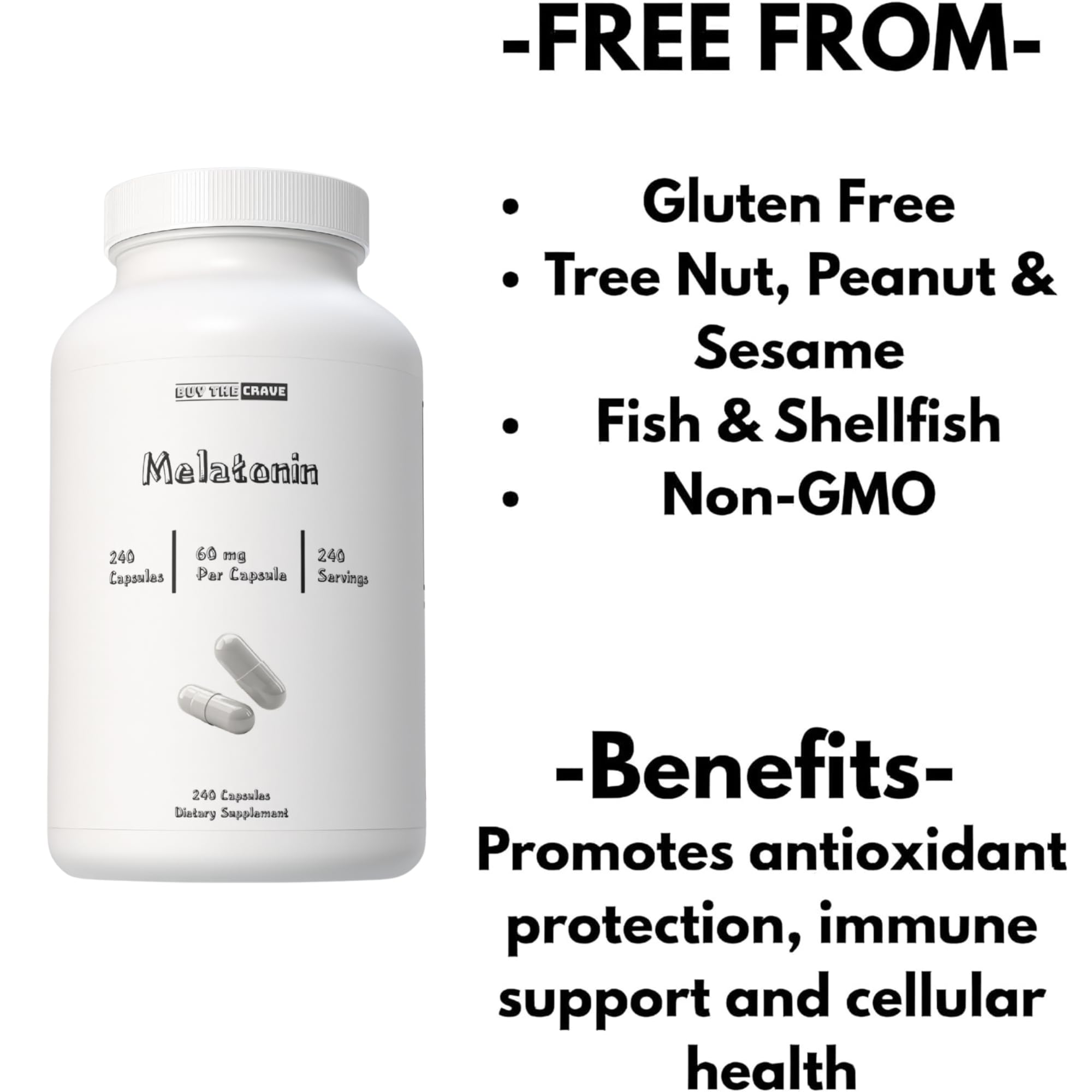 Packaging box highlights 60mg high-dose melatonin and 240 capsules.