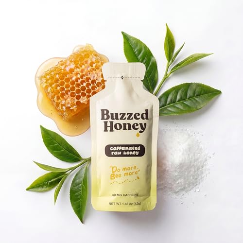 Buzzed Honey Go Packs ingredient label close-up shows natural energy ingredients