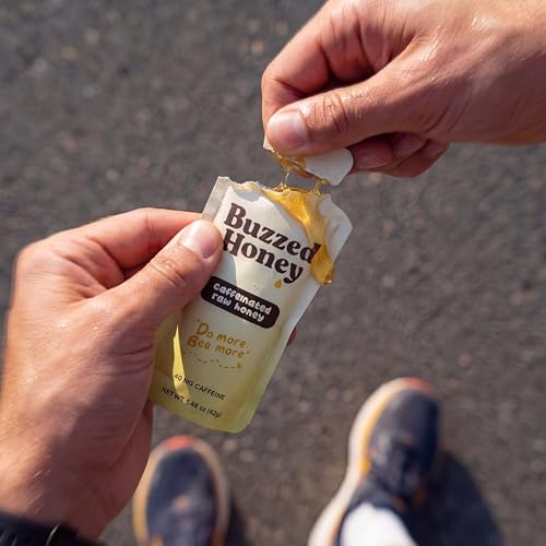 Buzzed Honey Go Packs natural energy gel close-up shows honey texture
