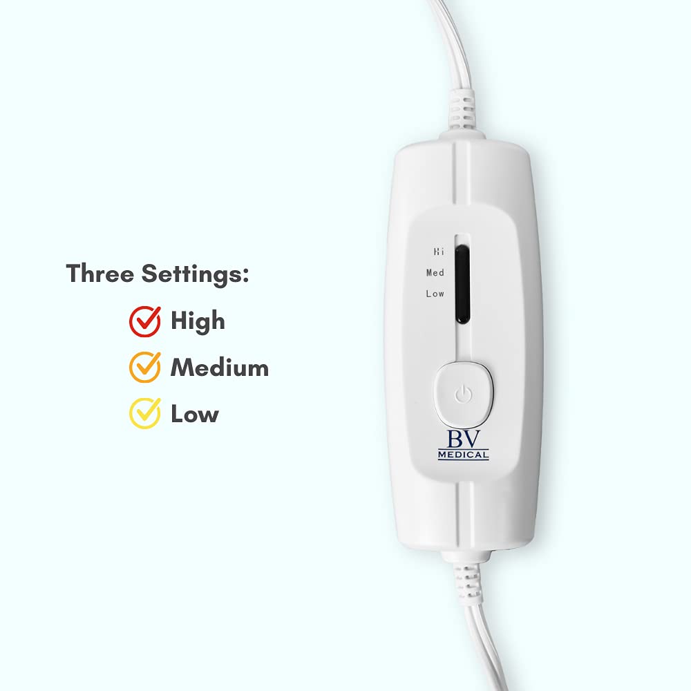 BV Medical heating pad three heat-settings for customizable comfort.