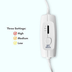 BV Medical heating pad three heat-settings for customizable comfort.