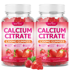 BVIVLOO calcium citrate gummies bottle front showing sugar-free strawberry flavor