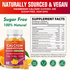 BVIVLOO calcium gummies orange bottle front highlighting D3 and K2 for bone health