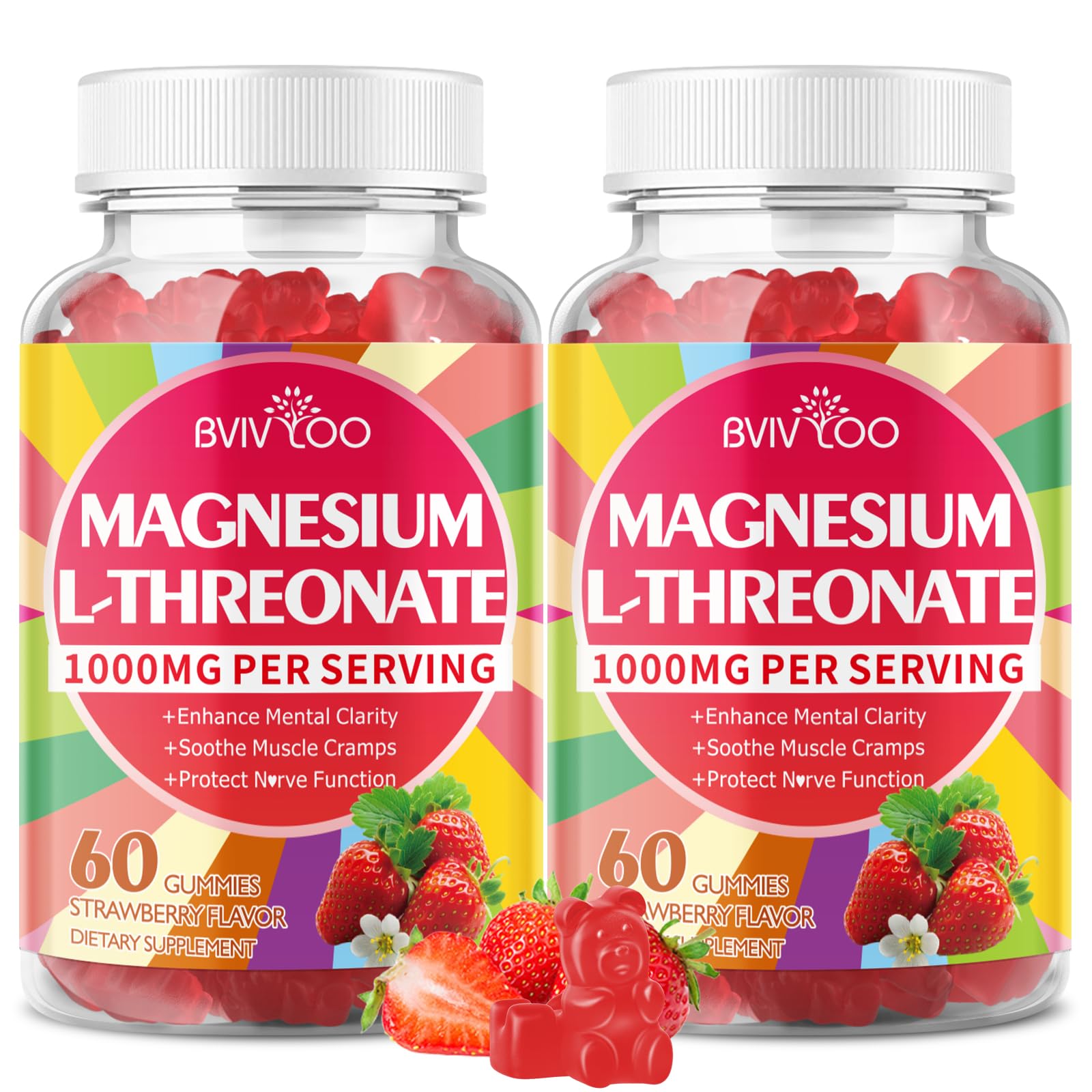 BVIVLOO magnesium L-threonate gummies package front supports daily wellness.