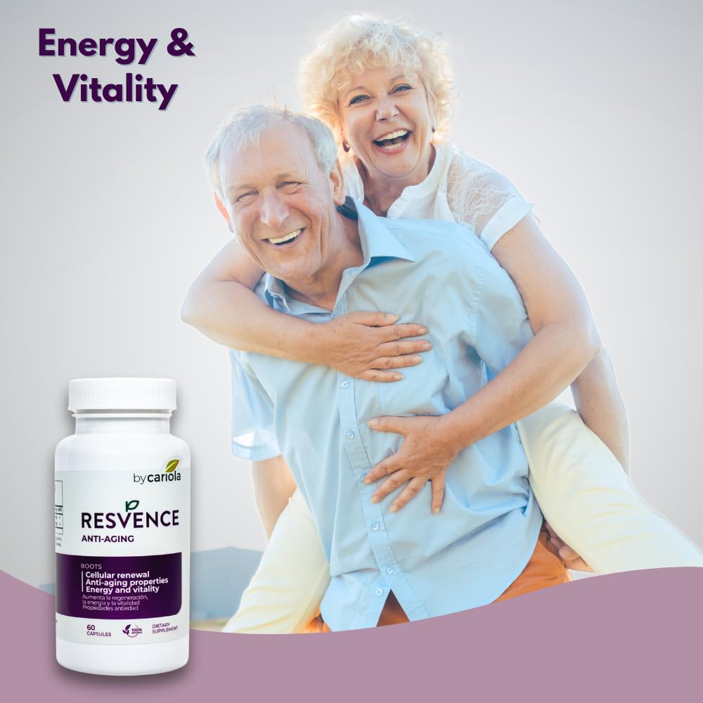 Ingredients resveratrol and camu camu highlighted for immune and vitality benefits.