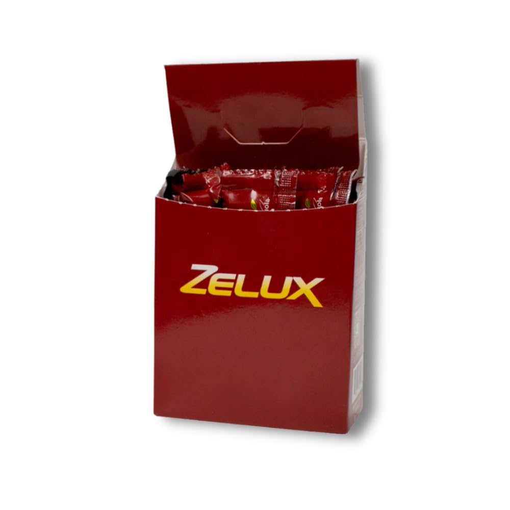 BY CARIOLA Zelux sachets on the box front, signaling convenient daily energy support.