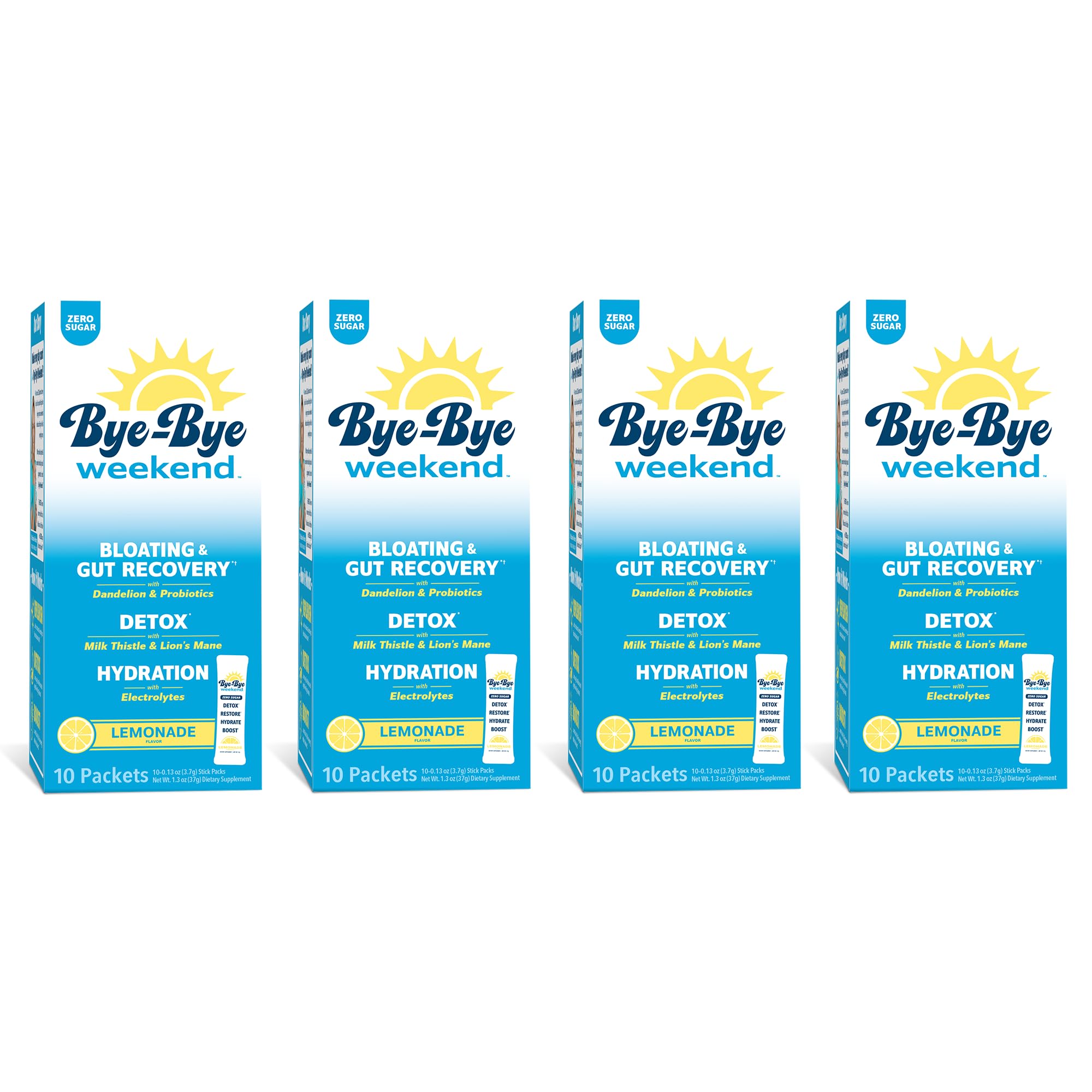 Bye-Bye Weekend detox bottle close-up for electrolyte hydration and quick refresh.