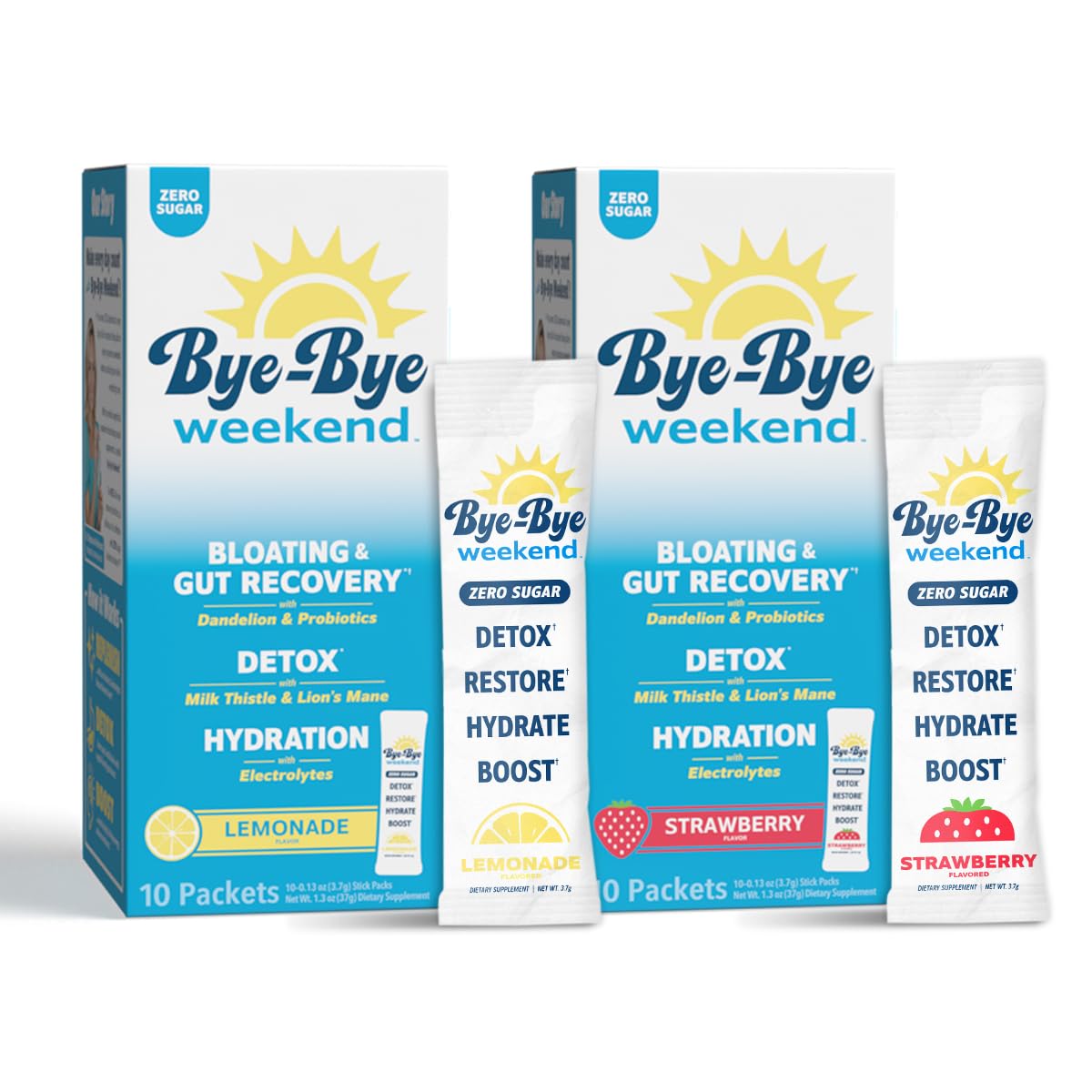 Bye-Bye Weekend detox drink bottle close-up for rapid hydration after activities.