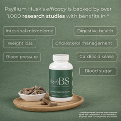 ByeBS Psyllium Husk powder texture image highlighting high fiber potential.