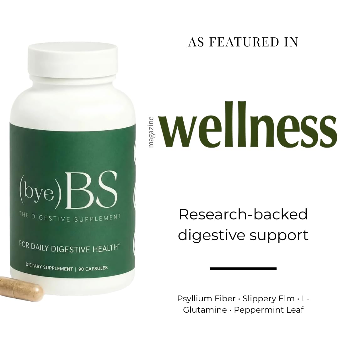 ByeBS Slippery Elm herbal coating capsule suggesting soothing comfort for the gut.