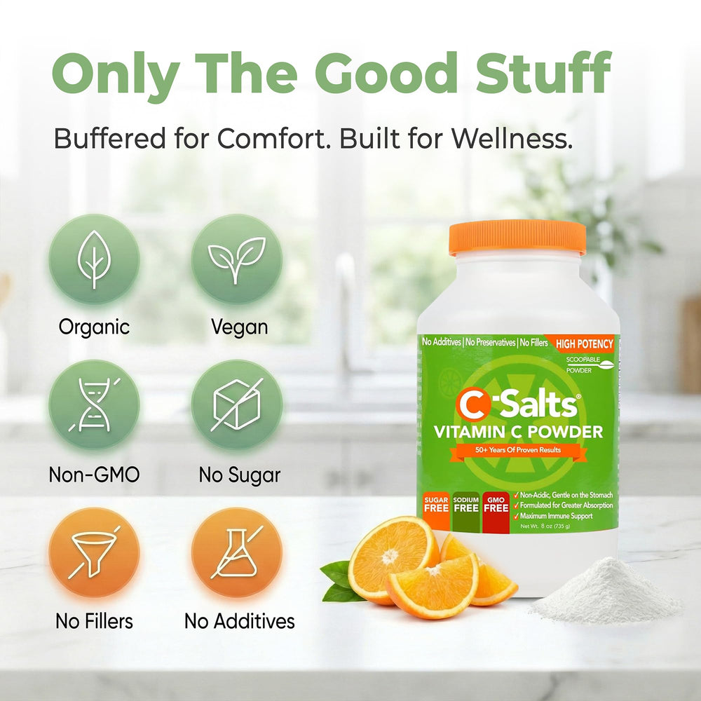 C-Salts powder added to smoothie with tart citrus flavor.