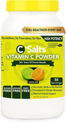 C-Salts Vitamin C Powder bottle shown for daily immune support and convenience