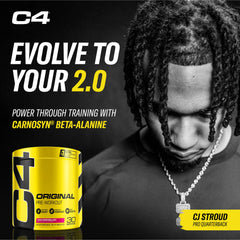 C4 Original bottle label close-up highlighting branding and sugar-free formula