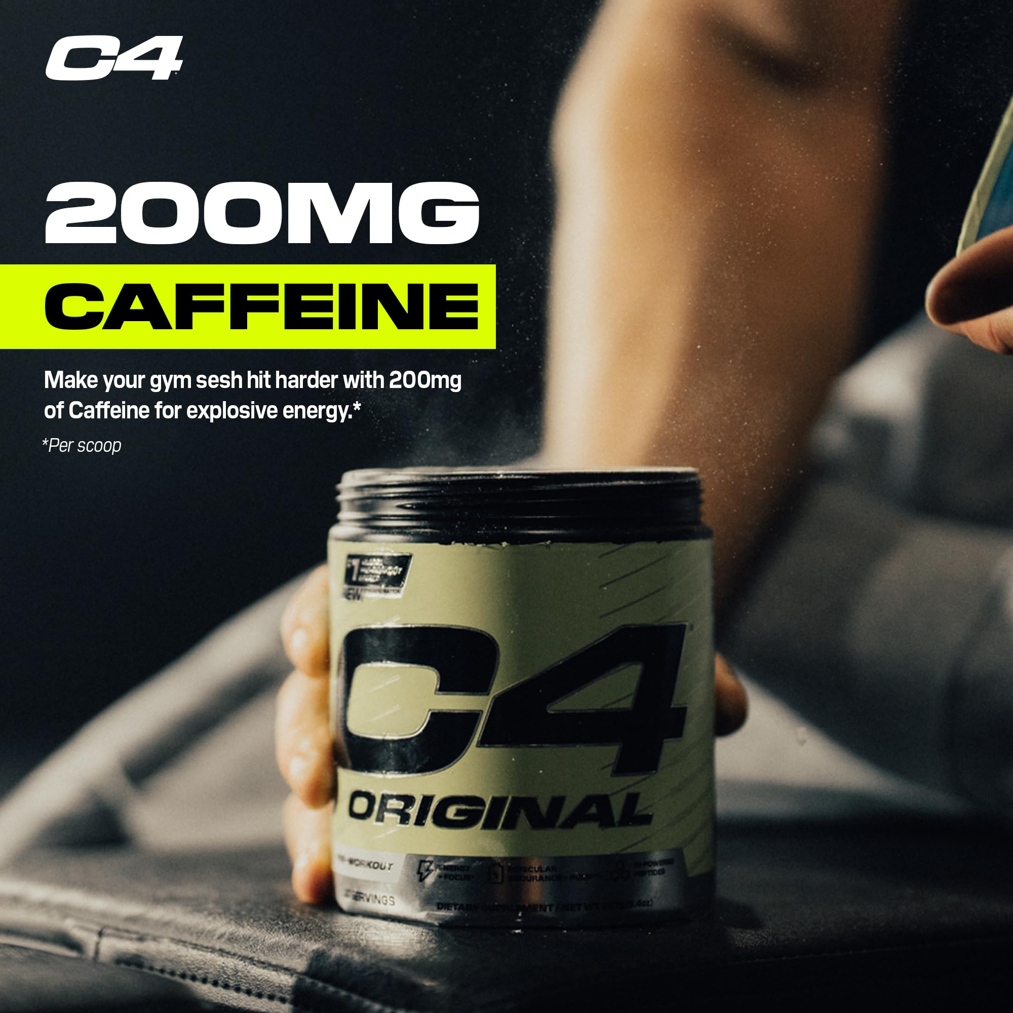 C4 Original powder dissolving in water illustrates smooth hydration.