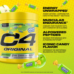 C4 Original Green Apple scoop ready to mix for focus and energy