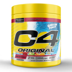 C4 Original Hawaiian Punch bottle front shows energy-boosting pre-workout for endurance