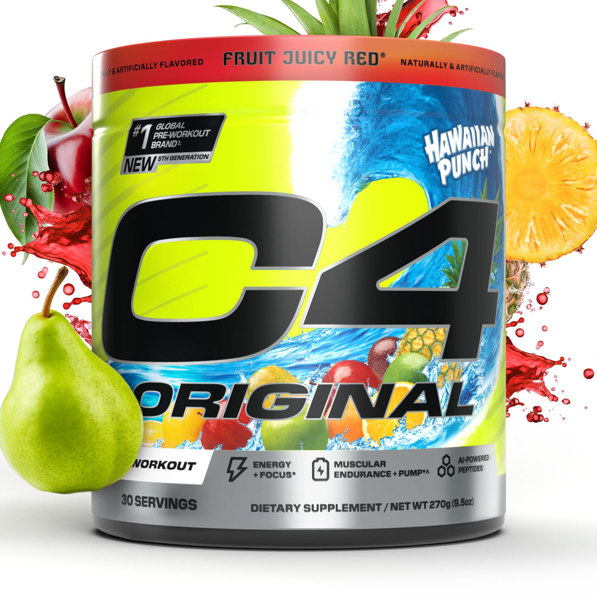 C4 Original Hawaiian Punch bottle highlighting flavor for an energized pre-workout