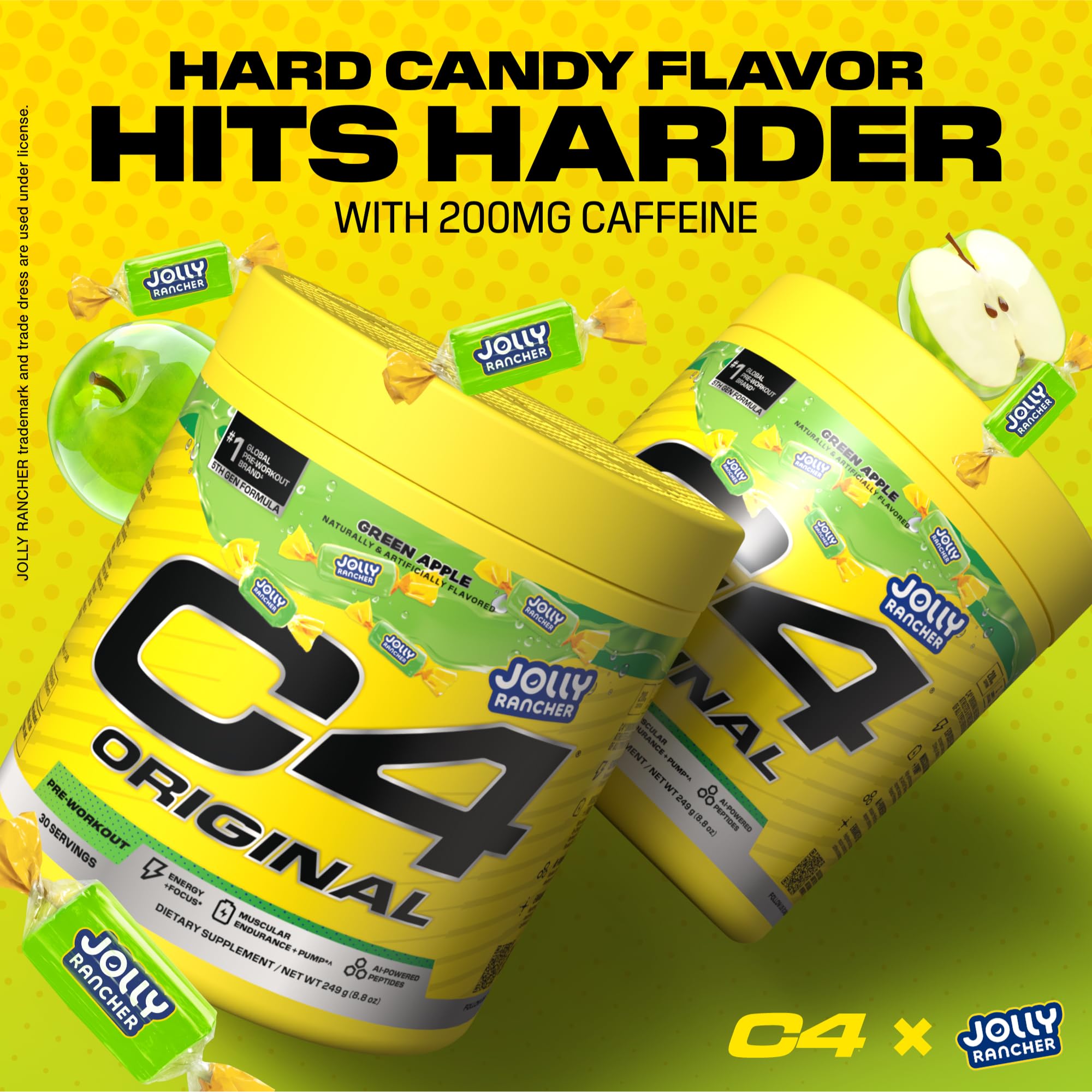 Can of C4 Original Jolly Rancher Green Apple for on-the-go energy.