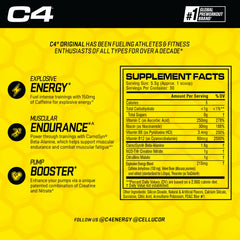 C4 Original pre-workout ingredients blend highlights key performance compounds.