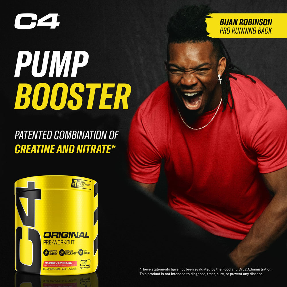 C4 Original pre-workout cherry limeade label highlighting flavor and caffeine