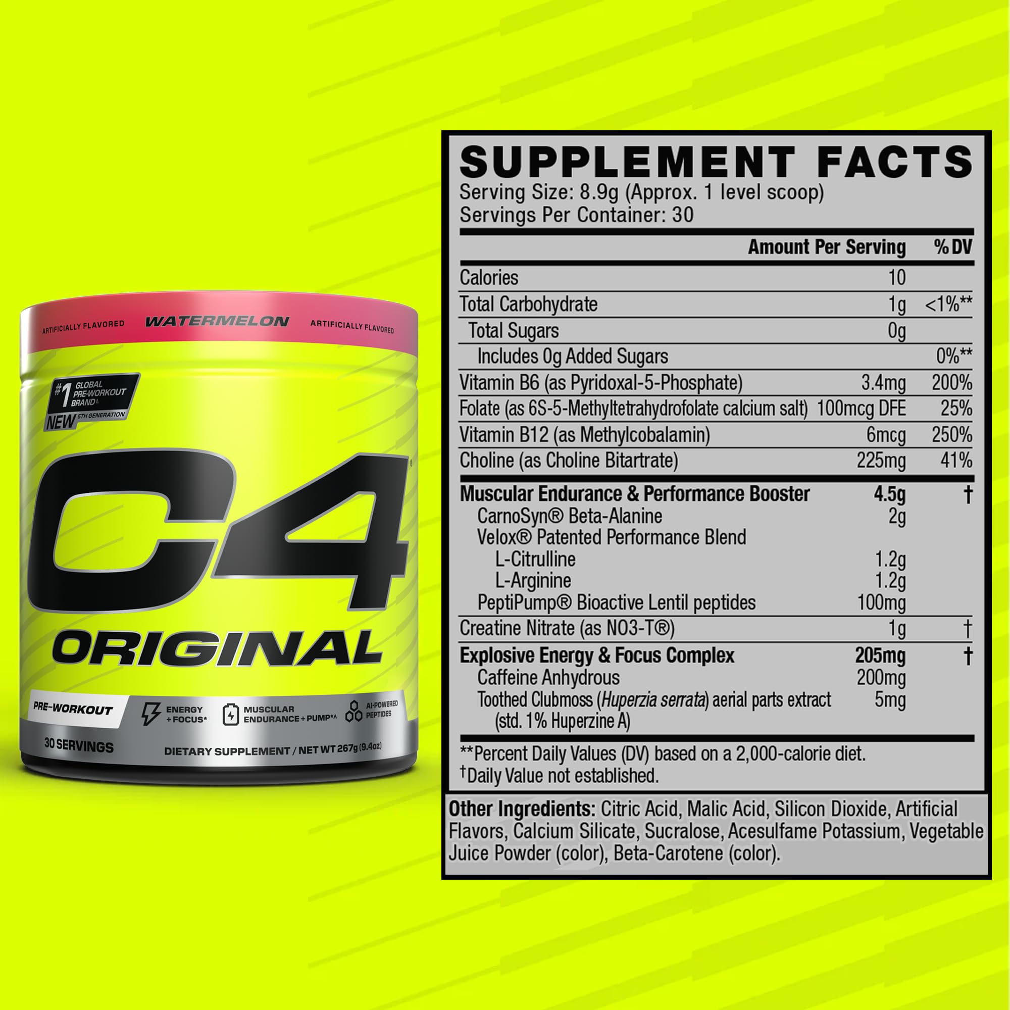 C4 Original Watermelon caffeine highlight signals sharp energy.