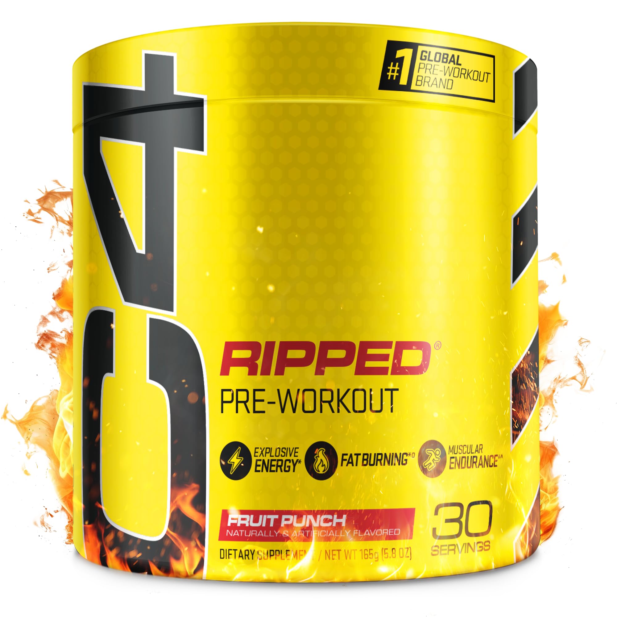 C4 Ripped Fruit Punch powder tub ready for pre workout energy boost