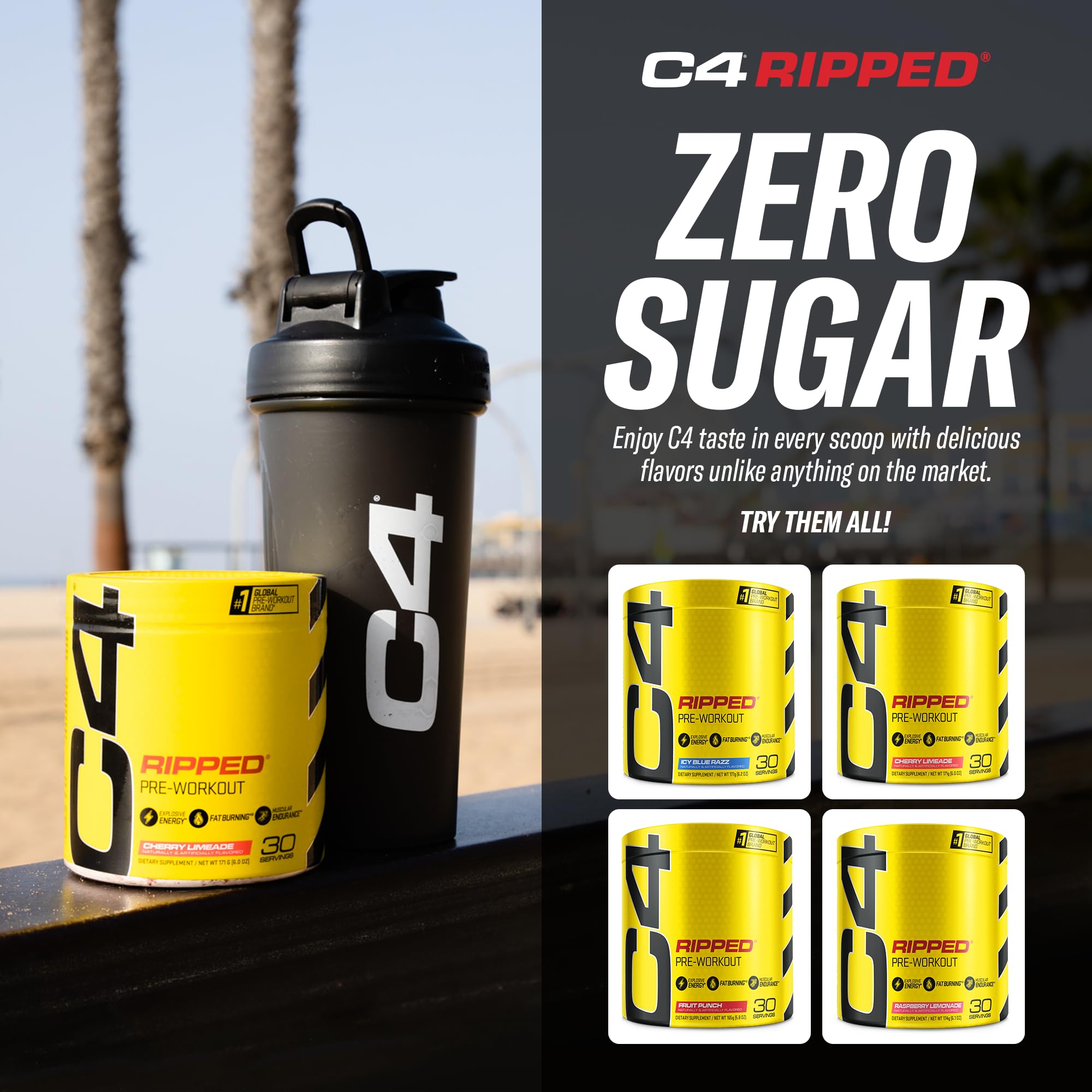 Caffeine content provides pre-workout energy and focus for workouts.