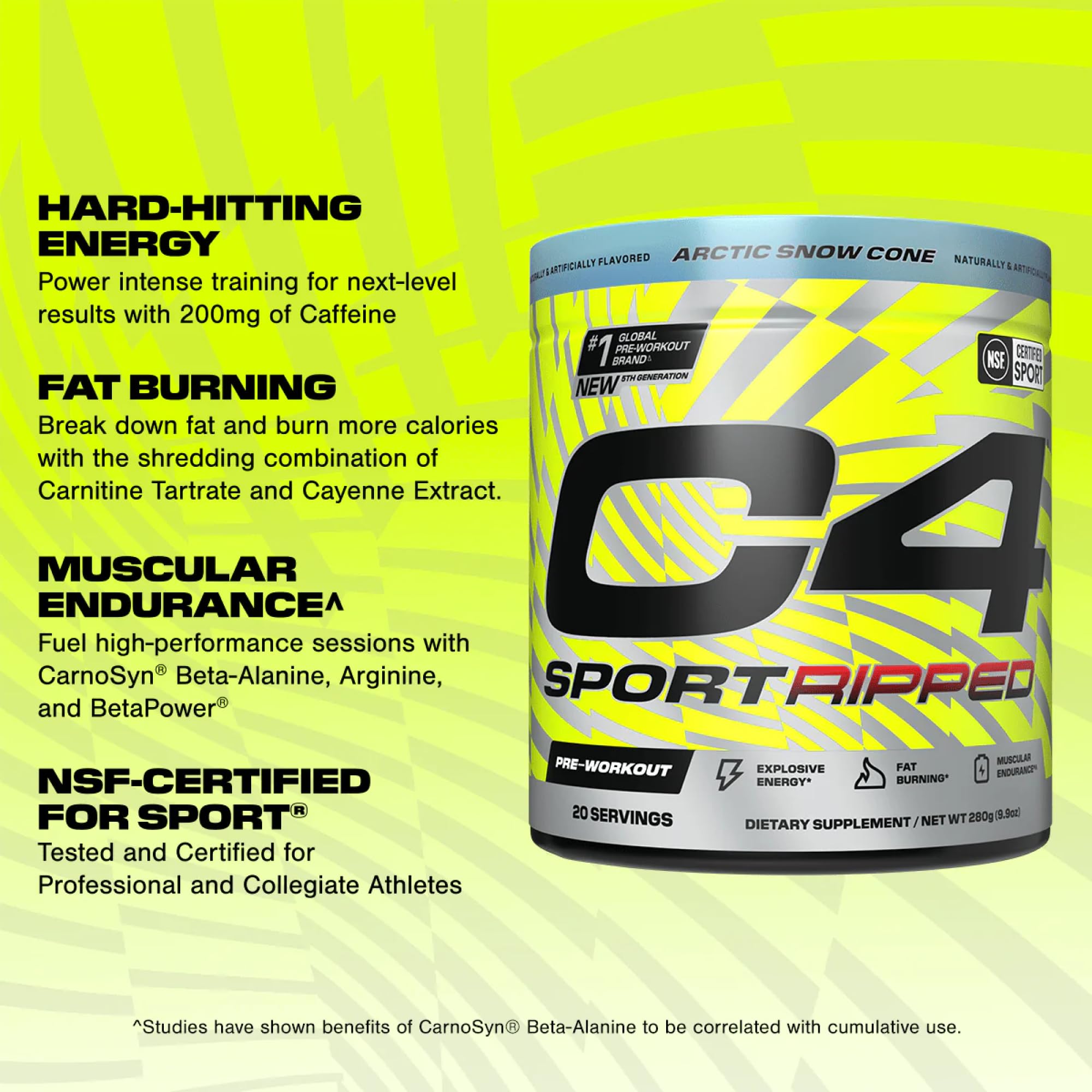 C4 Sport Ripped serving scoop highlighting convenient daily serving for workouts.