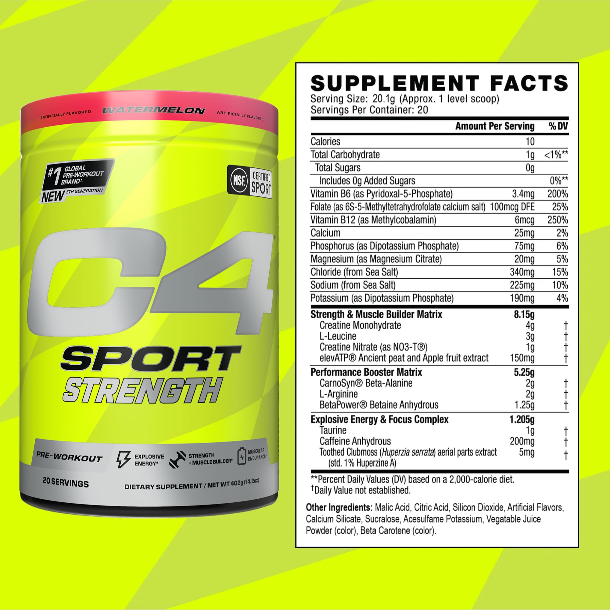 Close up of C4 Sport Strength scoop measuring the powder for training