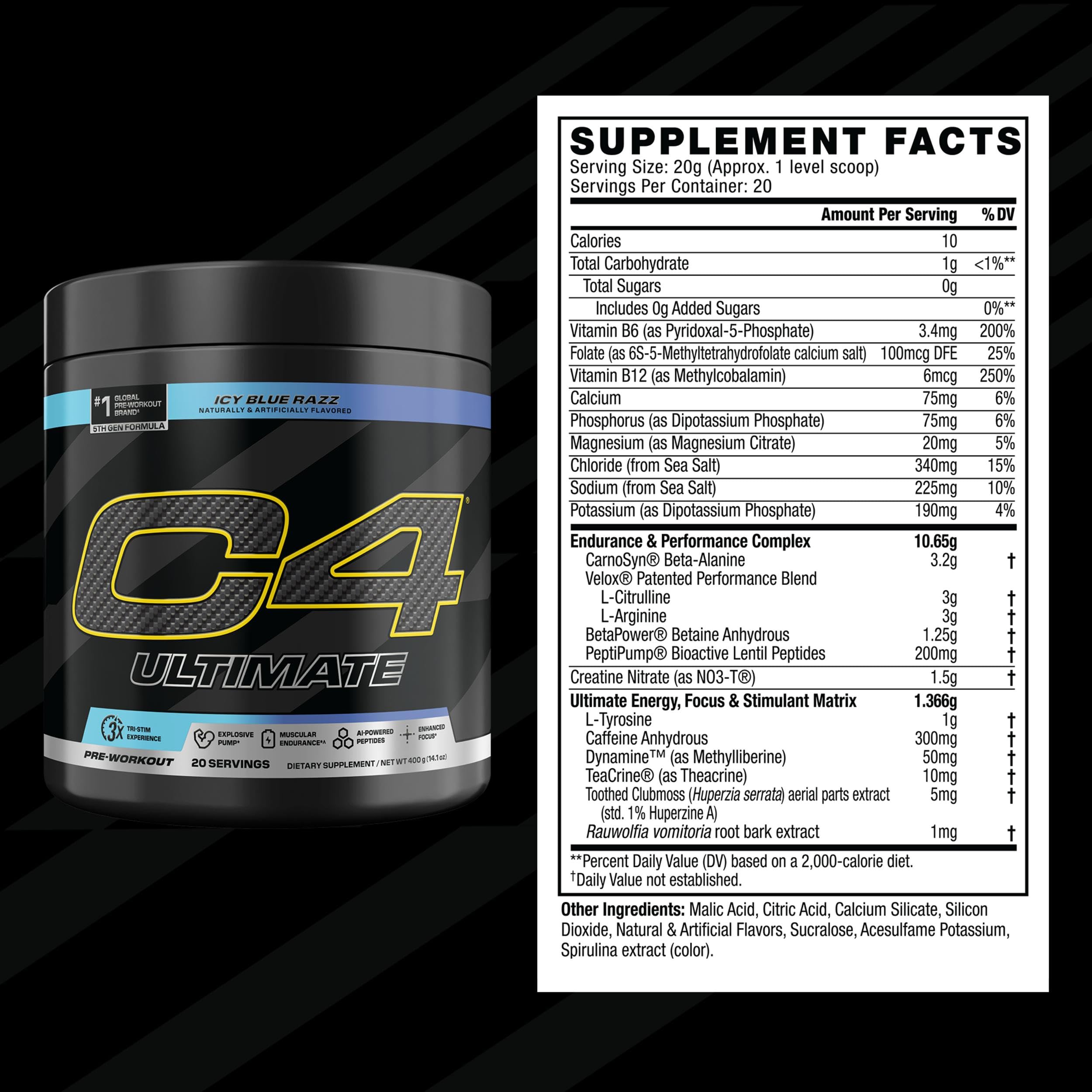 C4 Ultimate ICY Blue Razz scoop measured for precise serving.