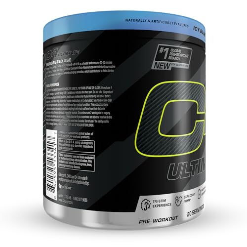C4 Ultimate ICY Blue Razz serving scoop ready for workouts.