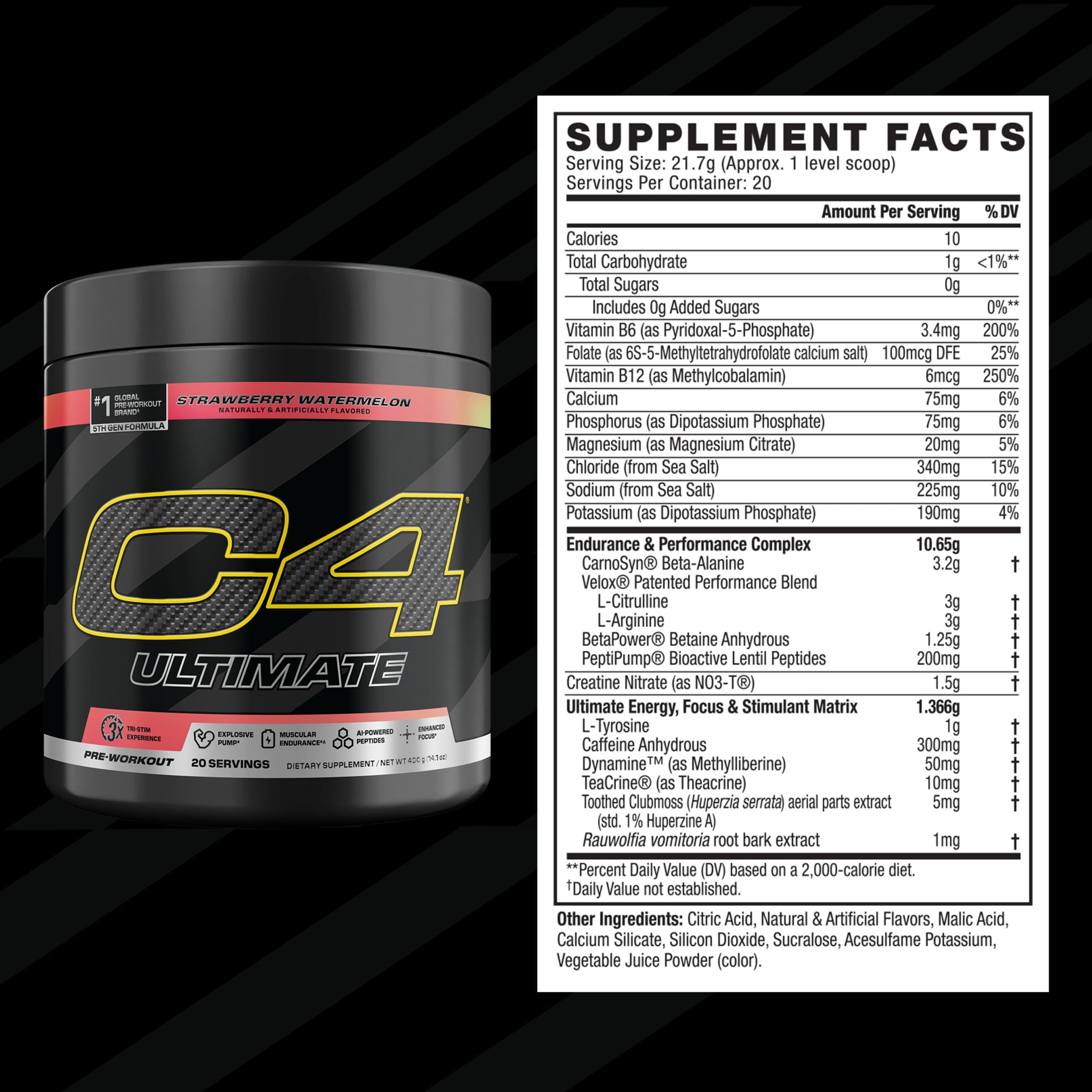 C4 Ultimate Watermelon powder close-up shows vibrant flavor and mixability