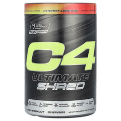 C4 Ultimate Shred Cherry Limeade bottle pour; energy for focused workouts.