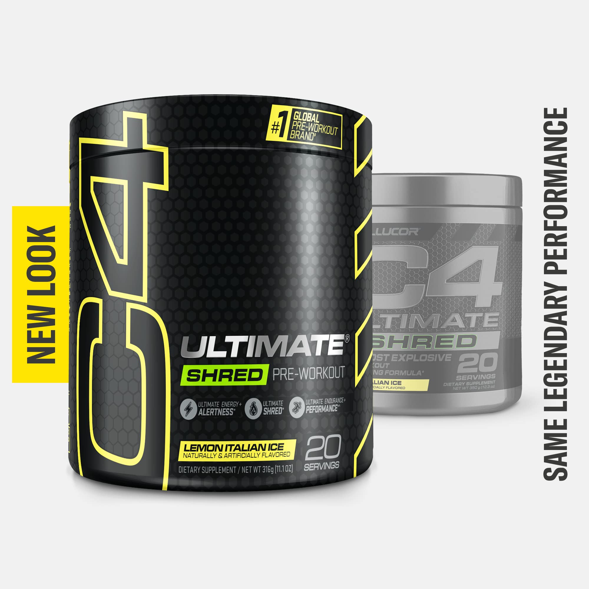 Close-up of C4 Ultimate Shred label highlighting thermogenic blend.