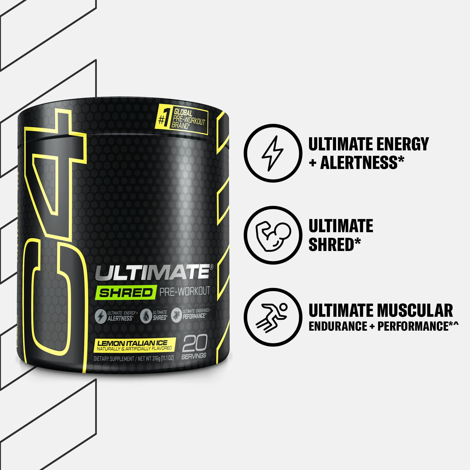 C4 Ultimate Shred scoop resting on powder for precise servings.