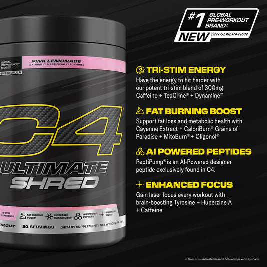 C4 Ultimate Shred tri-stim energy visual highlights focused training sessions