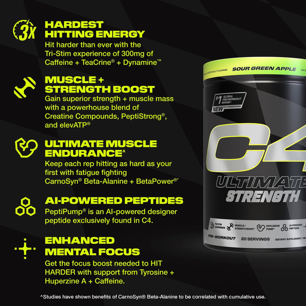 Dumbbells and timer suggest training intensity behind C4 packaging.