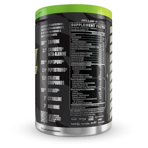 C4 Ultimate Strength scoop of powder ready to mix.
