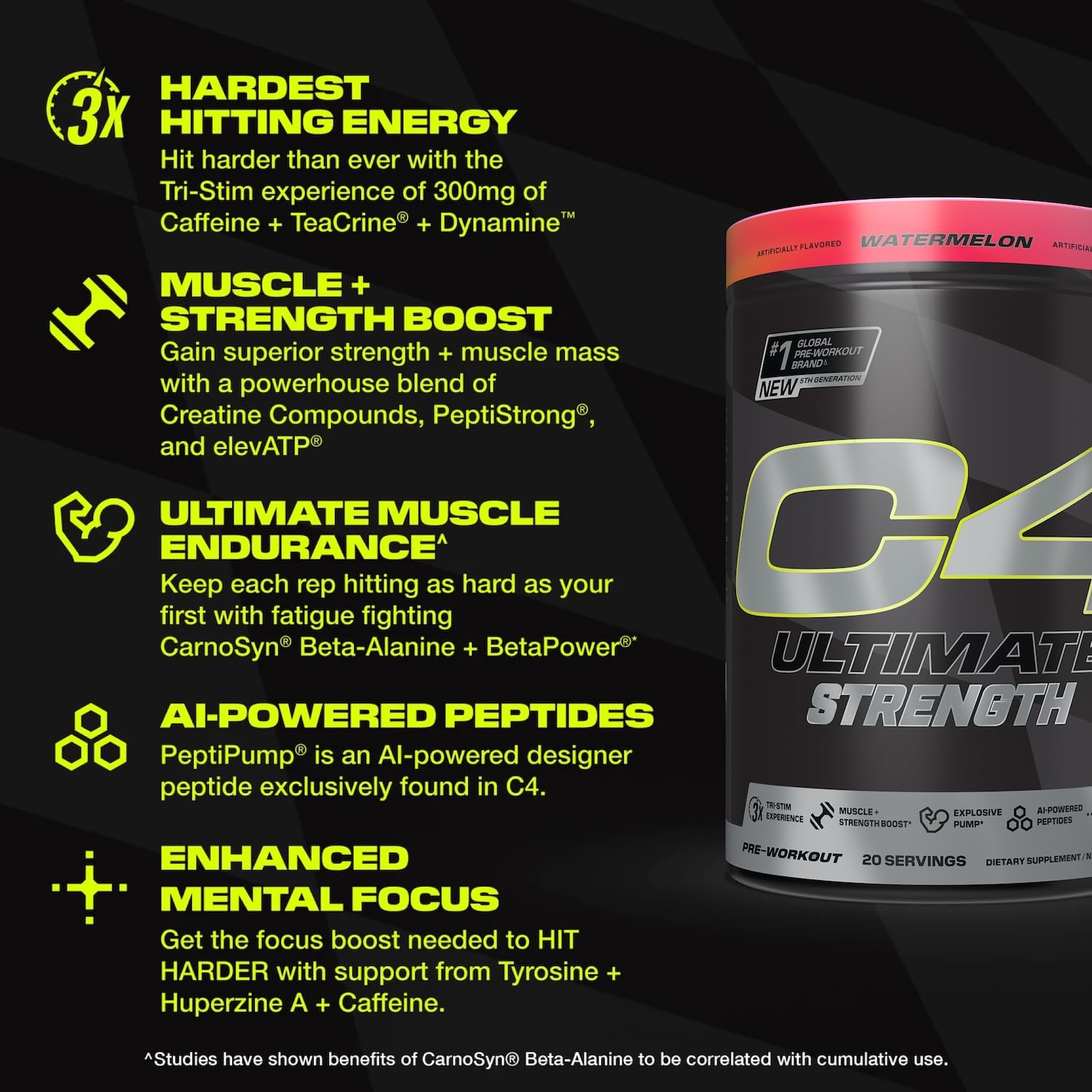 C4 Ultimate Strength serving scoop shown for precise dosing