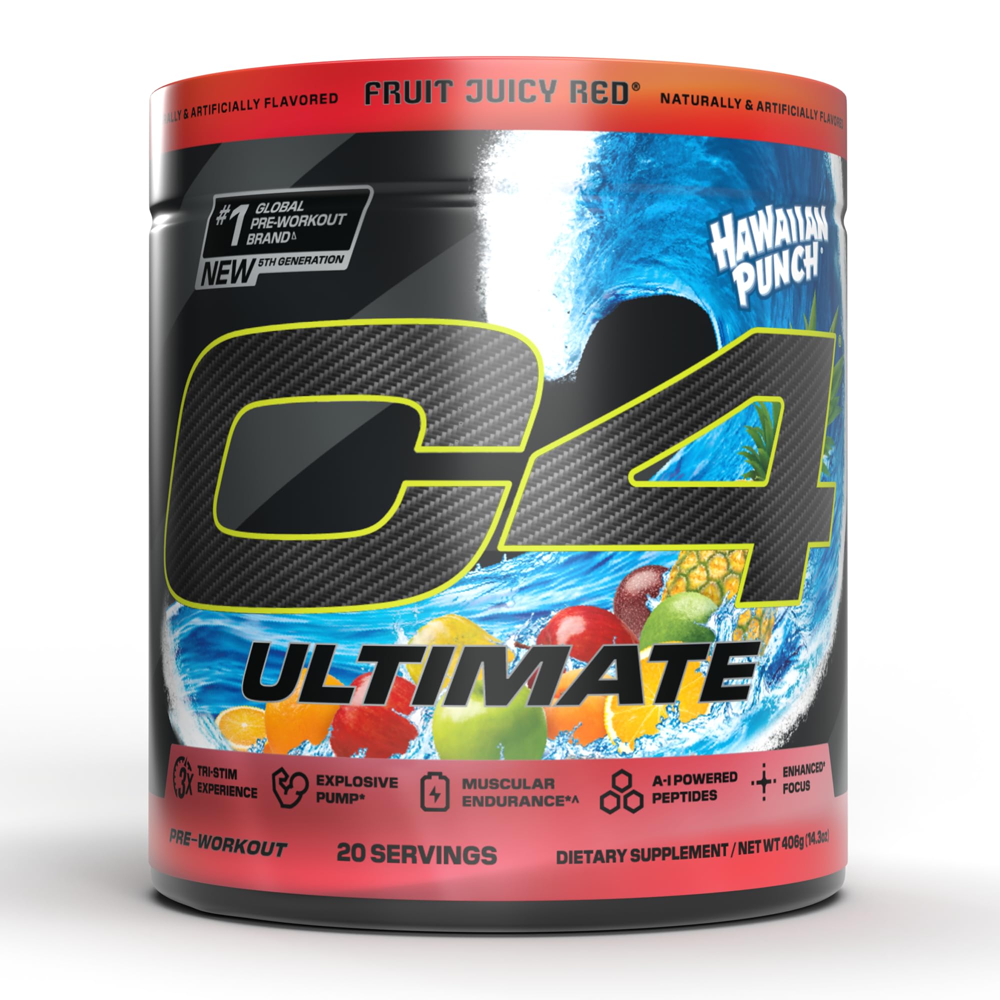 C4 Ultimate tri-stim energy boosts workout focus.