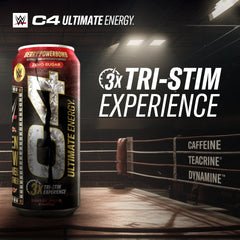 Pack of 12 C4 Ultimate Berry Powerbomb cans ready for use