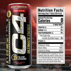 Lifestyle shot of a person enjoying C4 Ultimate Berry Powerbomb on the go