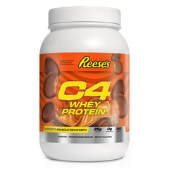 C4 Whey Protein Reese's PB&C tub supports post-workout recovery and muscle fueling.