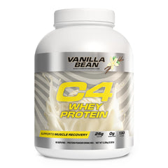 C4 Vanilla Bean scoop showing a measured serving for daily protein.
