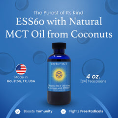 C60 Evo MCT Oil ingredients coconut highlighting natural base with ESS60.