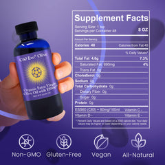 C60 Evo youthful-glow olive oil bottle suggesting skin-friendly antioxidant care.